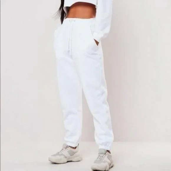 Missguided Pants Jumpsuits Missguided Basic Sweatpants Joggers White Us Size 8 Poshmark